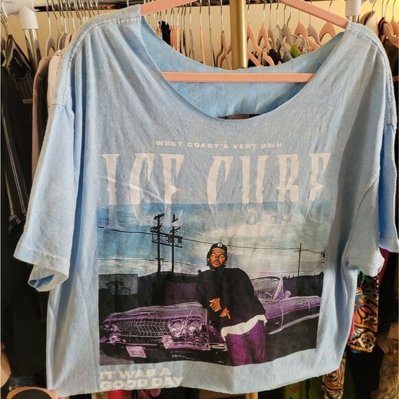 Cropped Blue Ice Cube Graphic T-Shirt Size L/ XL - Picture 4 of 5